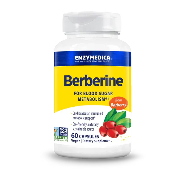 Enzymedica Berberine HCl 510mg capsules 60 count bottle