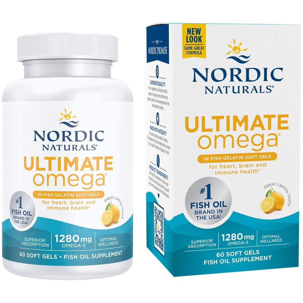 Nordic Naturals Visgelatine Omega-3 - 1280 mg per Portie Citroen Softgels - 60 Stuks