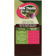Genceutic Naturals Organic Milk Thistle 350mg capsules box back label 60 capsules