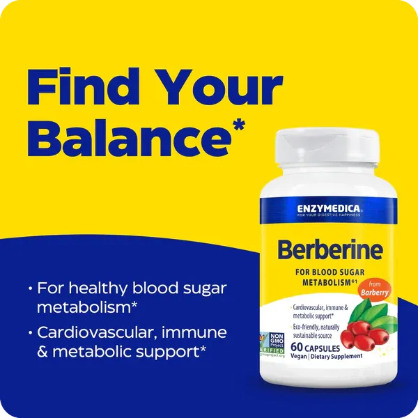 Enzymedica Berberine HCl 510mg Capsules 60 Count