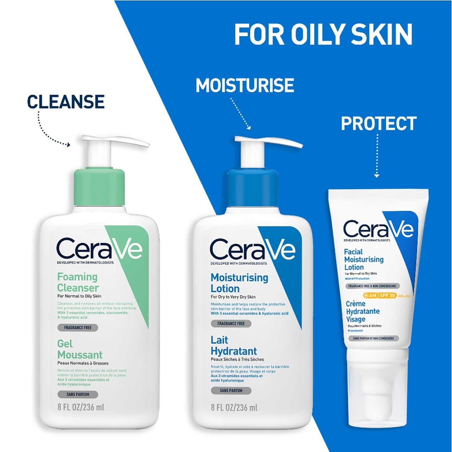 CeraVe Foaming Cleanser Normal to Oily Skin 236ml routine