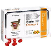 Pharma Nord BioActive Omega 7 Sea Buckthorn Oil, food supplement softgel capsule box packaging, no flavour, 60 capsules