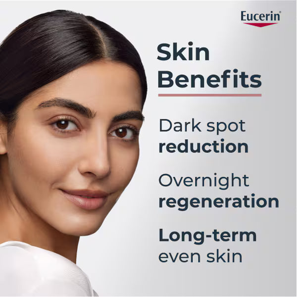Eucerin Anti-Pigment Night Care with Thiamidol facial cream 50ml jar lifestyle use image