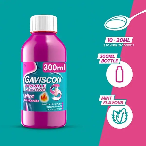 Gaviscon Double Action Mint Oral Suspension 300ml serving suggestion
