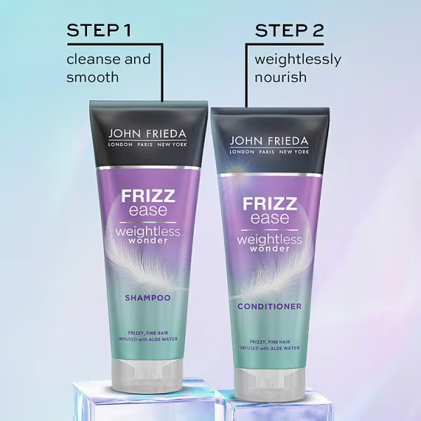 John Frieda Frizz Ease Weightless Wonder conditioner aloe extract 250ml tube & shampoo