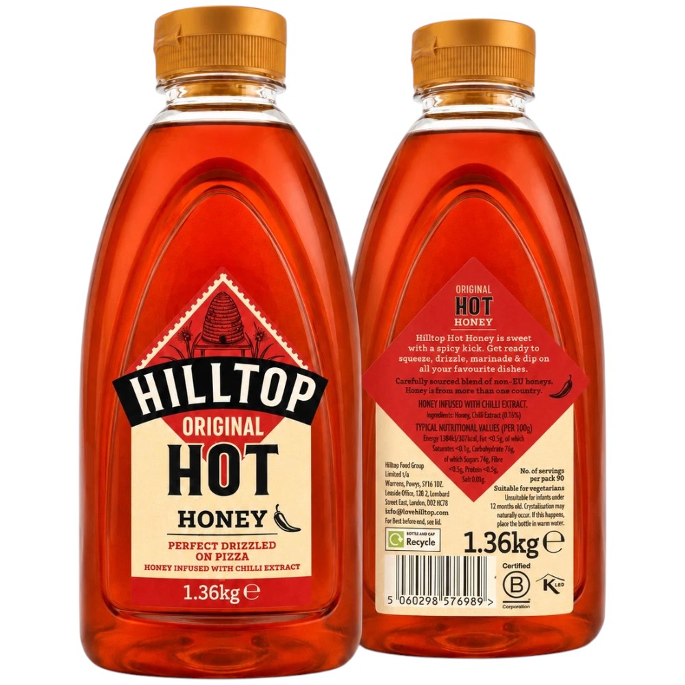 Hilltop Original Hot Honey with Chilli Extract 1.36kg squeeze bottle barcode image