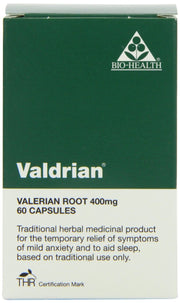 BIO-HEALTH Organic Valdrian Valerian Root 400mg 60caps