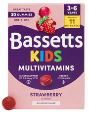 Bassetts Kids Multivitamins Strawberry Flavour Gummies 3-6 Years 30 Count bottle