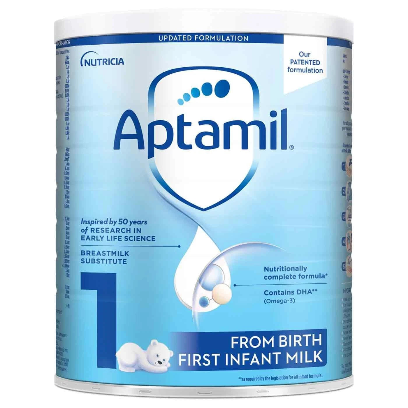 Front image: Aptamil First Infant Milk Formula powder 800g baby formula from birth packaging