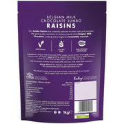 Forest Feast Belgian Milk Chocolate Jumbo Raisins chocolate coated raisins 1kg resealable pouch ingredients