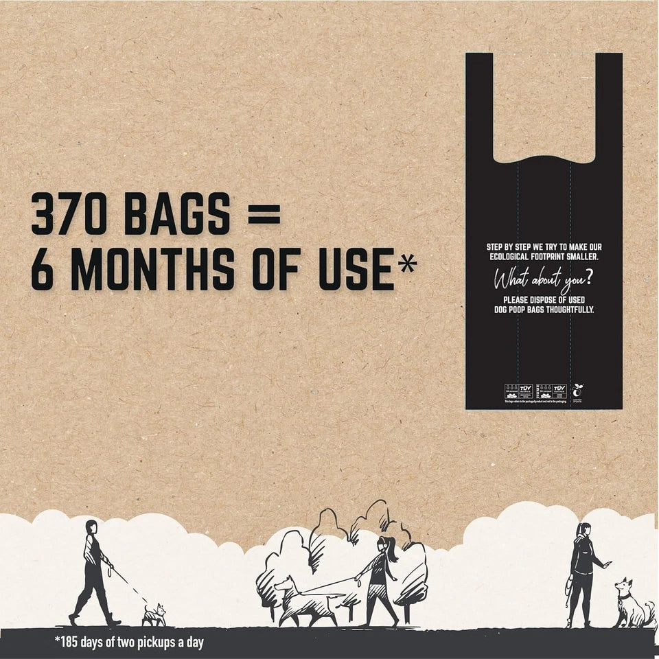 Rosewood Biodegradable Dog Poop Bags with Dispenser – 370 Pack