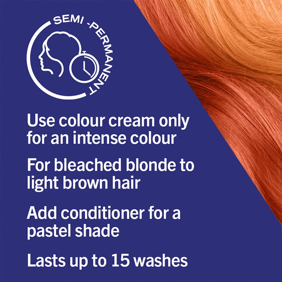 Schwarzkopf LIVE Ultra Brights 085 Vibrant Orange semi-permanent hair colour kit for bleached blonde to light brown hair