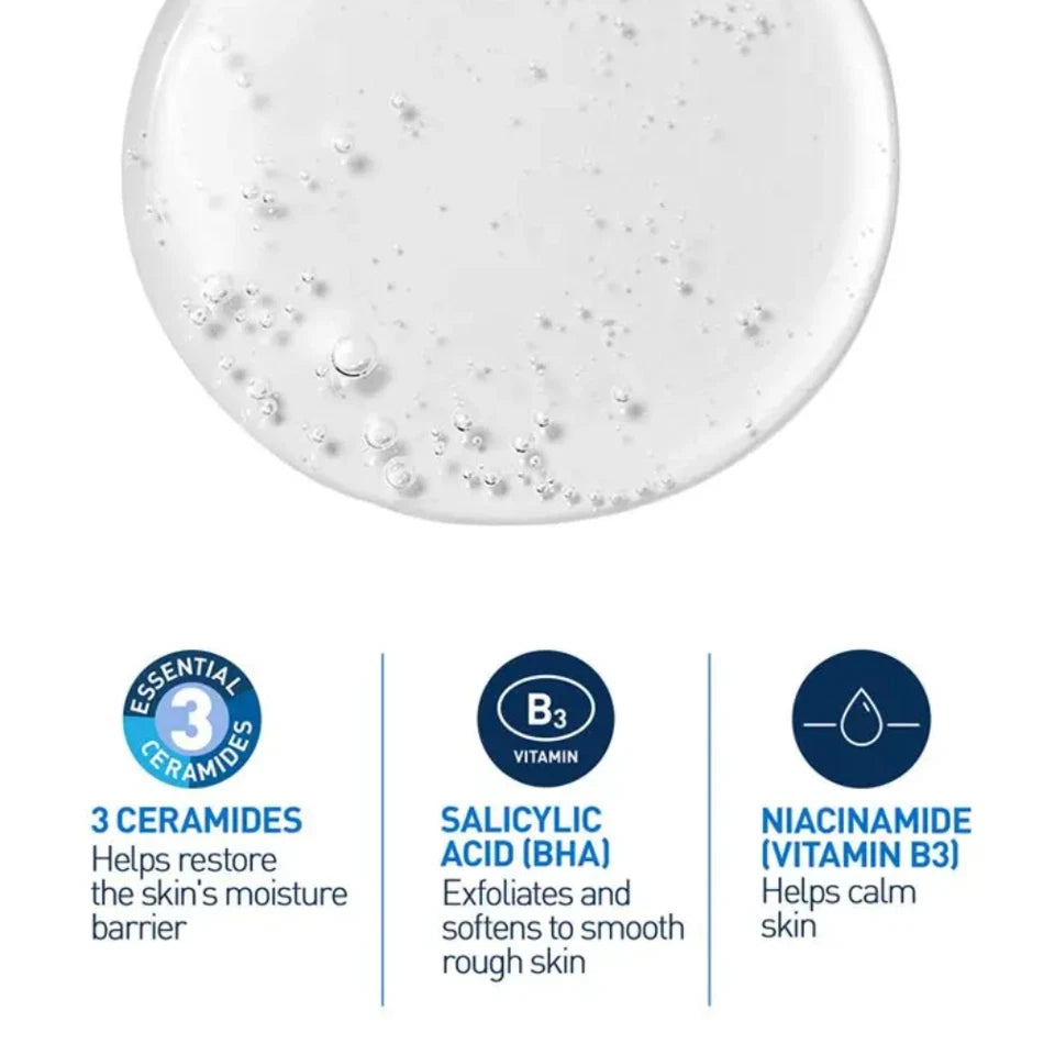 CeraVe SA Smoothing Cleanser face and body skincare bottle for rough dry skin routine 236ml