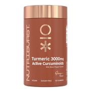 Nutriburst Turmeric and Black Pepper Gummies bottle, ginger flavour, 60 count.