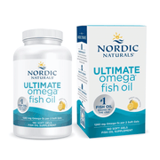 Nordic Naturals Ultimate Omega-3 Lemon Flavoured Fish Oil 180 Softgels bottle & box.