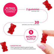 Novomins Multivitamin Gummies Peach 60 Count natural peach flavour 2 per day gummies